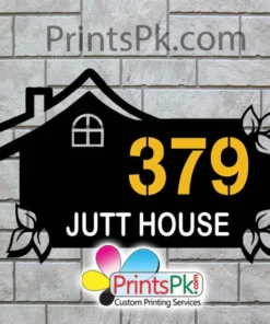Hut Shaped Name Plate, Customized House Name and Number Plate