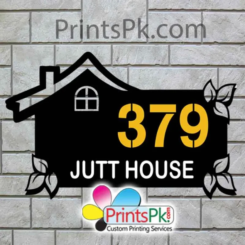 Hut Shaped Name Plate, Customized House Name and Number Plate