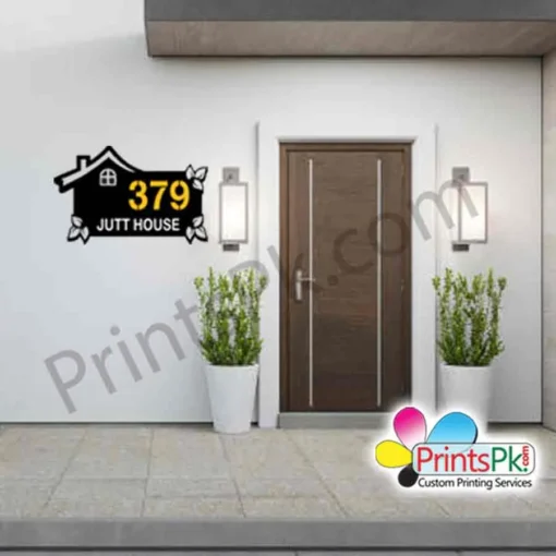 Hut Shaped Name Plate, Customized House Name and Number Plate