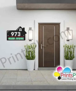 Alternative view of Hut Shaped Name Plate, Customized Home Name and Number Plate