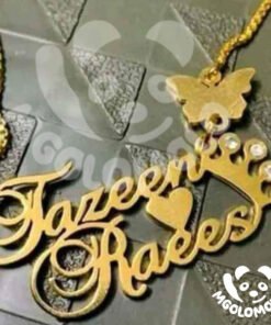 Crown and Heart Unique Designed Locket with Double Name ,