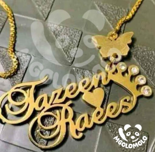 Crown and Heart Unique Designed Locket with Double Name ,