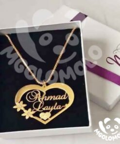 Heart Shape Necklace Double Name Locket Chain