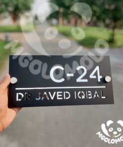 Black And Silver Acrylic House Name Plate.
